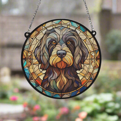 Cockapoo Black Stained Glass Effect Suncatcher